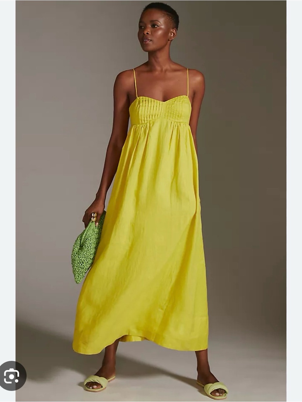 Maeve Lemon Yellow Spaghetti-Strap Maxi Dress